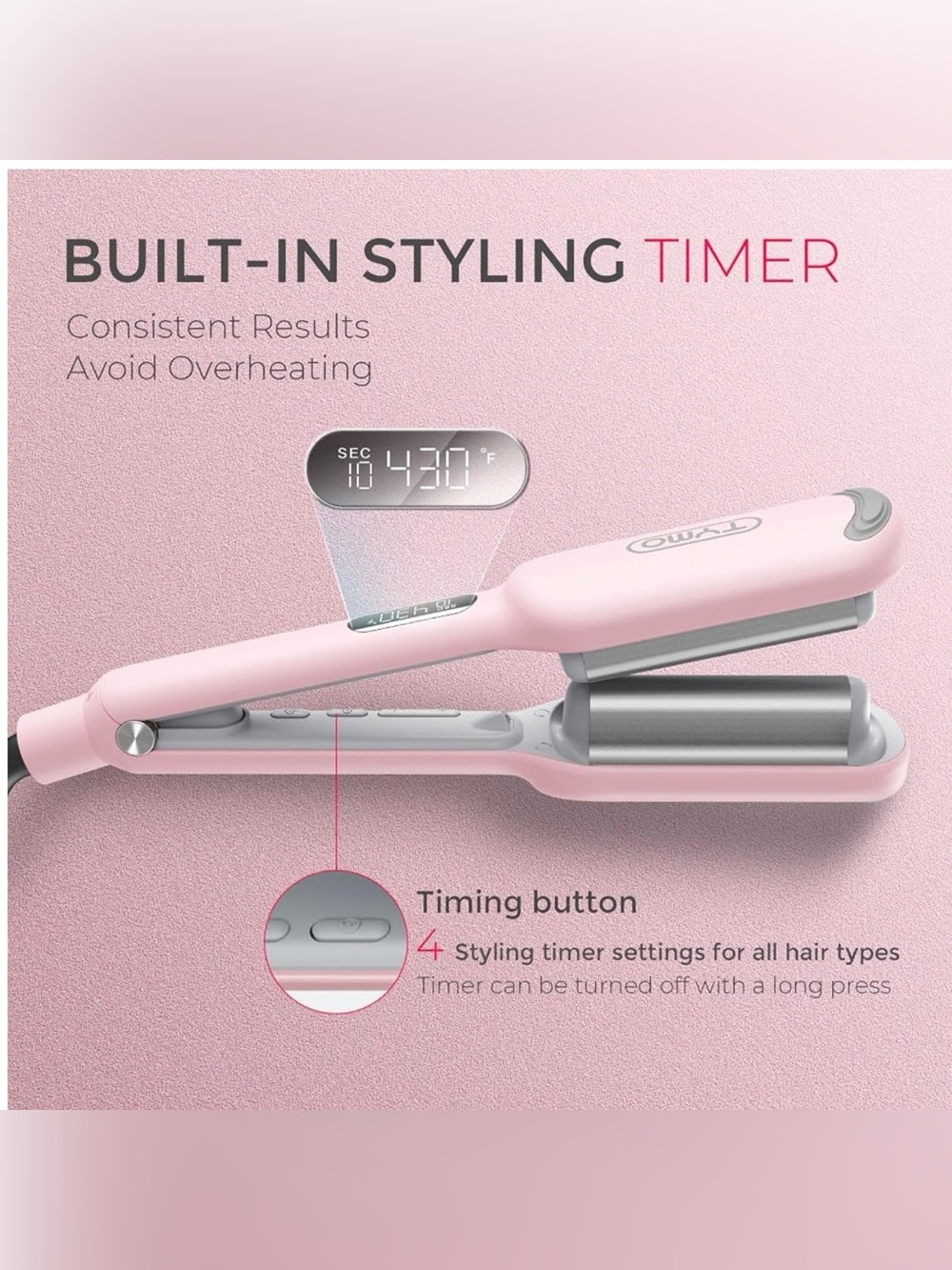 TYMO ROVY Compact Wave Curling Iron - Pink - Picture 2 of 8